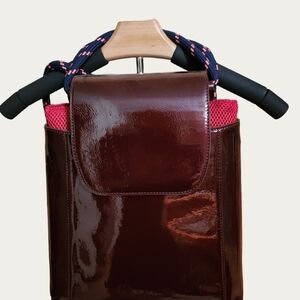 BURGUNDY FAUX Patent LEATHER Backpack